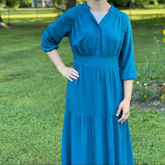 Dark Teal 3/4 sleeve Dress - Picture 2 of 4